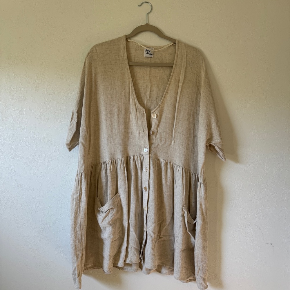 Princess Polly Natural Linen Babydoll Dress